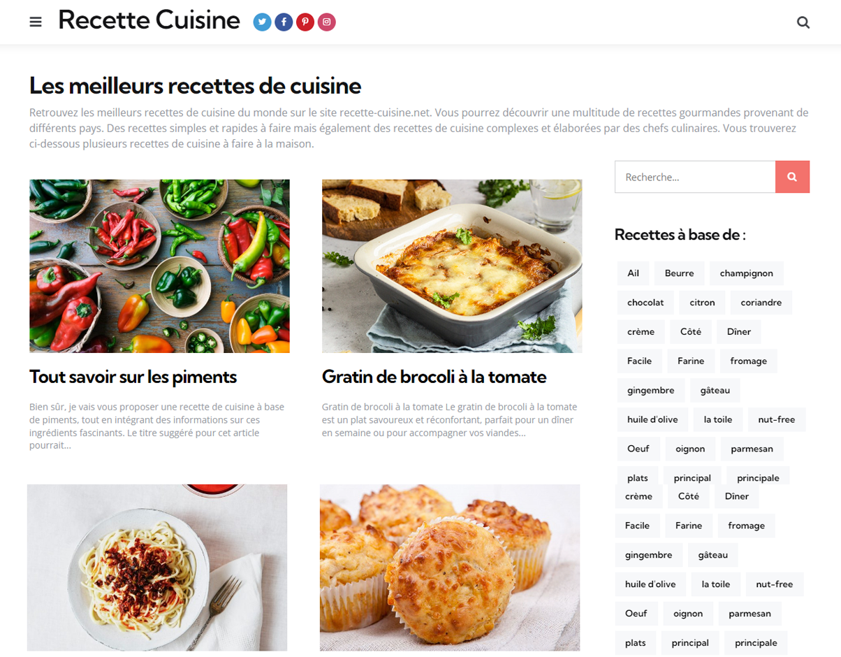 Recettes - site vitrine